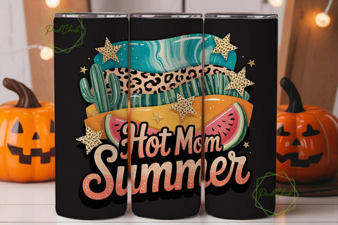 Hot Mom Summer 20oz Tumbler Wrap Sublimation PixelChick 