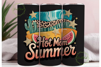 Hot Mom Summer 20oz Tumbler Wrap Sublimation PixelChick 