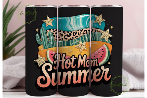 Hot Mom Summer 20oz Tumbler Wrap Sublimation PixelChick 