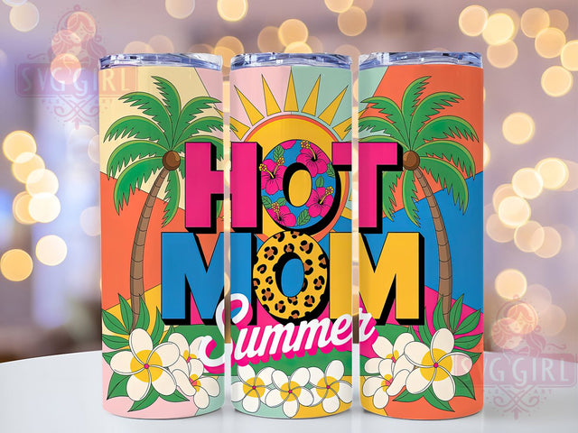 Hot Mom Summer 20oz Tumbler Wrap, Trendy Mama Design, Sublimation Wrap, 20oz Tumbler Design, PNG Tumbler Wrap, Summer Theme, Mom Gift Sublimation SvggirlplusArt 