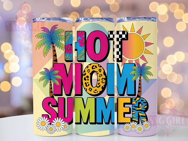 Hot Mom Summer 20oz Tumbler Wrap, Trendy Mama Design, Sublimation Wrap, 20oz Tumbler Design, PNG Tumbler Wrap, Summer Theme, Mom Gift Sublimation SvggirlplusArt 