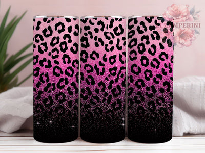 Hot Pink Black Glitter Leopard Tumbler, Black Glitter Leopard, Animal Print Wrap, Sublimation Art, 20oz Tumbler, Glam Theme, Bold Style Sublimation Li Zamperini 