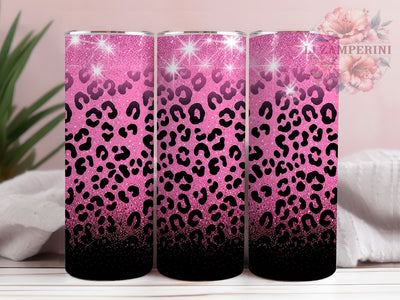 Hot Pink Black Glitter Leopard Tumbler, Black Glitter Leopard, Animal Print Wrap, Sublimation Art, 20oz Tumbler, Glam Theme, Bold Style Sublimation Li Zamperini 