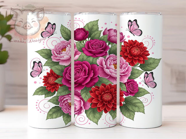 Hot Pink Glitter Butterfly Tumbler, Hot Pink Wrap, Glitter Design, Sublimation Art, 20oz Tumbler, Elegant Theme, Nature Style Sublimation Lara' s Designs 