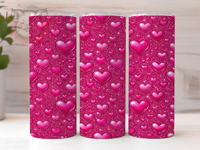 Hot Pink Glitter Hearts 20oz Tumbler, Hot Pink Glitter, Glitter Hearts, Hot Pink Tumbler, 20oz Tumbler, Glitter Tumbler, Heart Tumbler, Tumbler Wrap Sublimation Lara' s Designs 