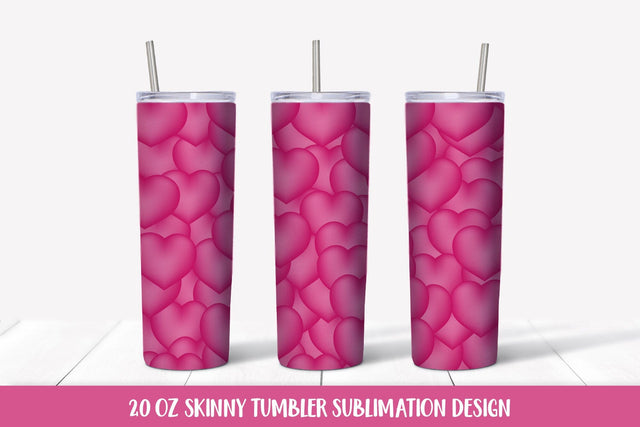 Hot pink hearts tumbler sublimation. Valentines tumbler wrap Sublimation LaBelezoka 