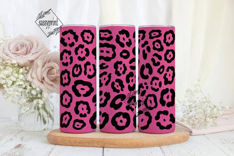Hot Pink Leopard 20oz Tumbler Wrap Sublimation sassyprint 