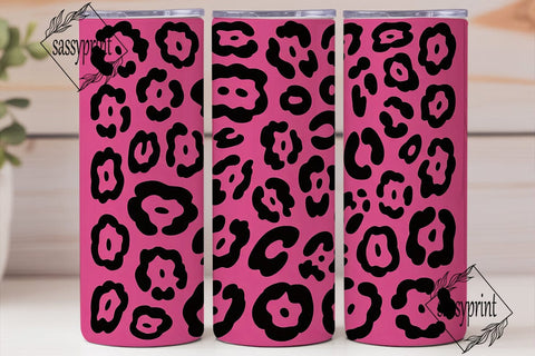 Hot Pink Leopard 20oz Tumbler Wrap Sublimation sassyprint 