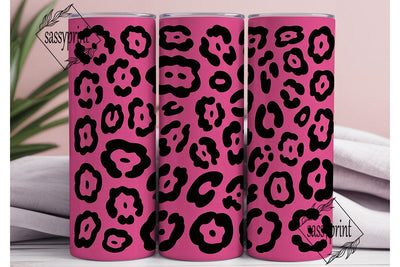 Hot Pink Leopard 20oz Tumbler Wrap Sublimation sassyprint 