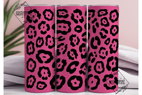 Hot Pink Leopard 20oz Tumbler Wrap Sublimation sassyprint 