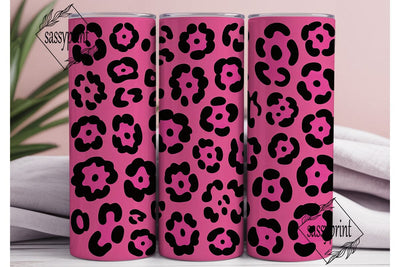 Hot Pink Leopard 20oz Tumbler Wrap Sublimation sassyprint 