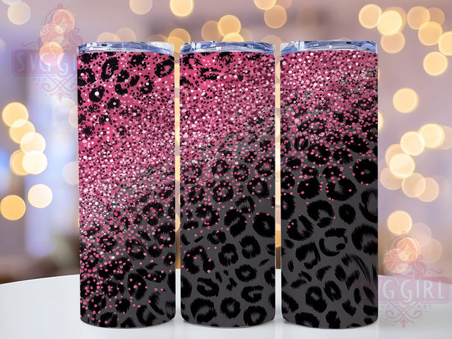 Hot Pink Leopard Glitter Tumbler, Glitter Black Leopard Sublimation Design, Sparkly Animal Print Art, 20oz Leopard Tumbler, Whimsical Glitter Mug, Stylish Leopard Cup, Fashion Glitter Wrap Sublimation SvggirlplusArt 