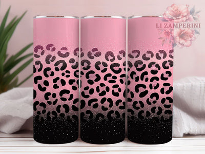 Hot Pink Leopard Glitter Tumbler, Glitter Black Tumbler, Stylish 20oz Wrap, Sublimation Design, Trendy Gift Idea, Leopard Print Wrap, Glitter Animal Tumbler Sublimation Li Zamperini 