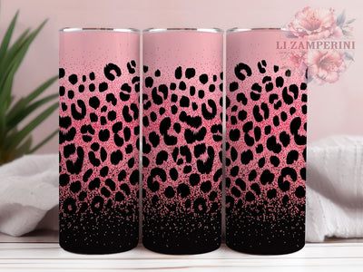 Hot Pink Leopard Glitter Tumbler, Glitter Black Tumbler, Stylish 20oz Wrap, Sublimation Design, Trendy Gift Idea, Leopard Print Wrap, Glitter Animal Tumbler Sublimation Li Zamperini 