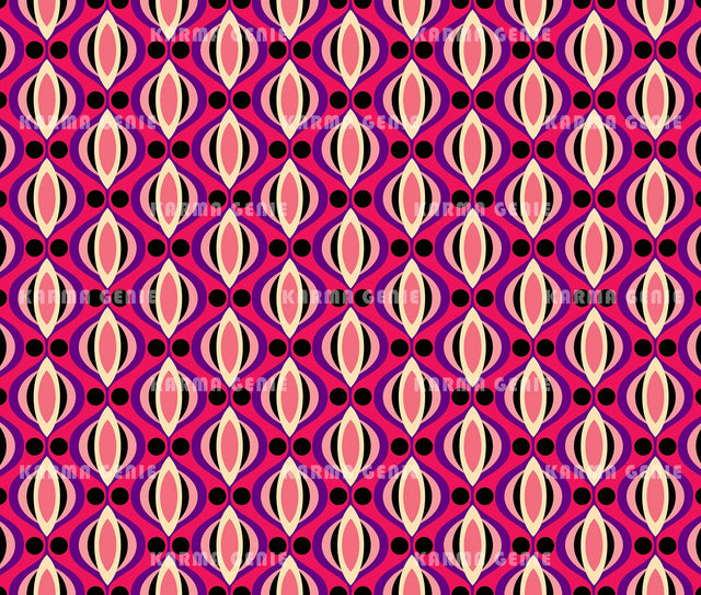 Hot Pink Retro 1970s Mid Century Modern Pattern Digital Paper Digital Pattern Karma Genie Graphics 