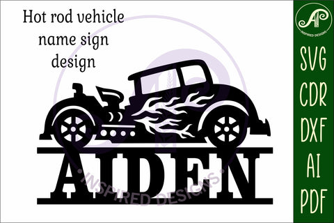 Hot Rod race car name sign svg laser cut file SVG APInspireddesigns 