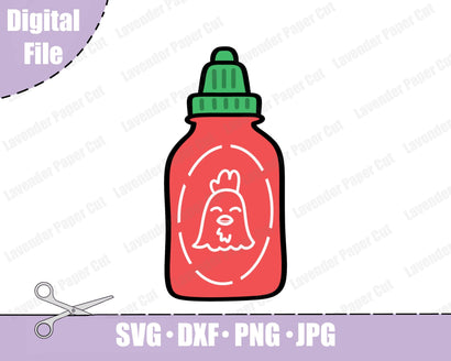 Hot Sauce Kawaii SVG File, Hot Sauce bottle PNG. Super Spicy, Asian Hot Sauce, for Cricut and Silhouette SVG Lavender Paper Cut 