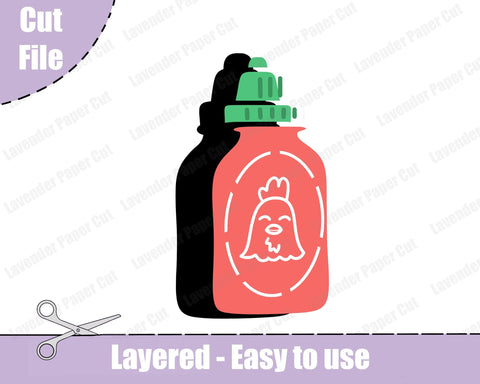 Hot Sauce Kawaii SVG File, Hot Sauce bottle PNG. Super Spicy, Asian Hot Sauce, for Cricut and Silhouette SVG Lavender Paper Cut 