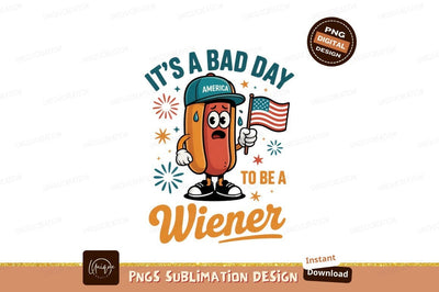 Hotdog Character Holding American Flag image Sublimation Designangry 