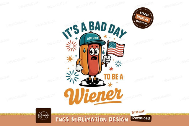 Hotdog Character Holding American Flag image Sublimation Designangry 