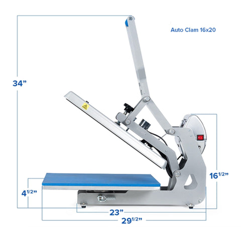 Hotronix Automatic Clam Heat Press - 16″ x 20″ with $100 in DTF Custom Transfers Physical Swing Design 