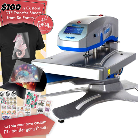 Hotronix Fusion Heat Press 16" x 20" with Fusion IQ & $100 in DTF Custom Transfers Physical Swing Design 