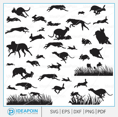 Hound Dog Chasing Rabbit SVG, Rabbit Hunting svg, Hunting Dog SVG, Rabbit Hunter with Beagles SVG, dogs chasing rabbit, Beagle Dogs svg File SVG Dinvect 