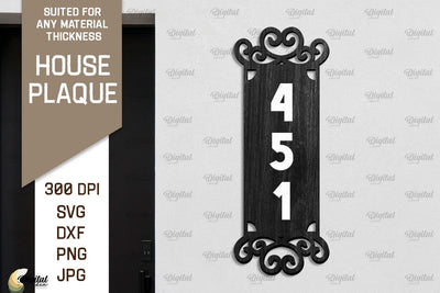 House Number Plaque Laser Cut. House Sign SVG SVG Evgenyia Guschina 