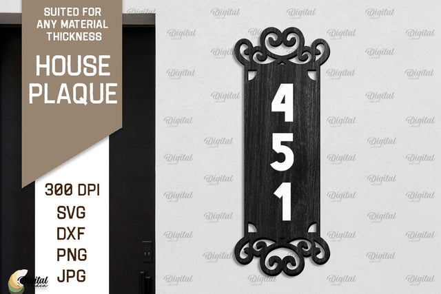 House Number Plaque Laser Cut. House Sign SVG SVG Evgenyia Guschina 