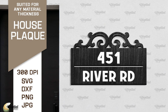 House Number Plaque Laser Cut. House Sign SVG SVG Evgenyia Guschina 