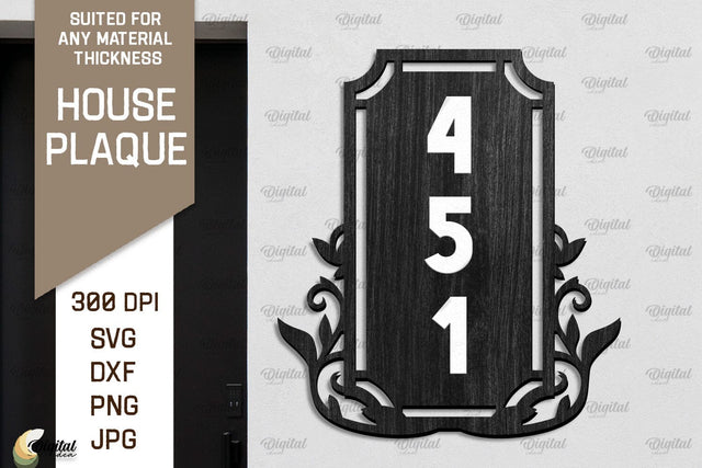 House Number Plaque Laser Cut. House Sign SVG SVG Evgenyia Guschina 