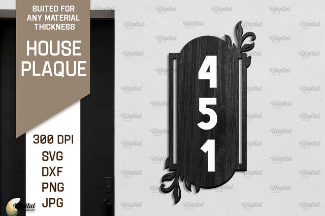 House Number Plaque Laser Cut. House Sign SVG SVG Evgenyia Guschina 