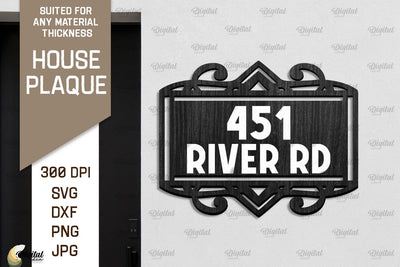 House Number Plaque Laser Cut. House Sign SVG SVG Evgenyia Guschina 