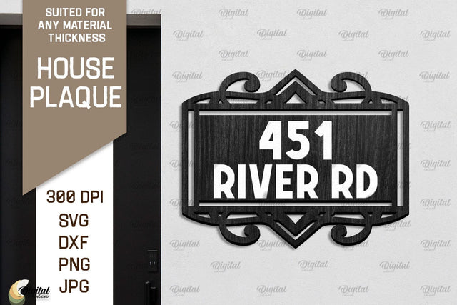 House Number Plaque Laser Cut. House Sign SVG SVG Evgenyia Guschina 