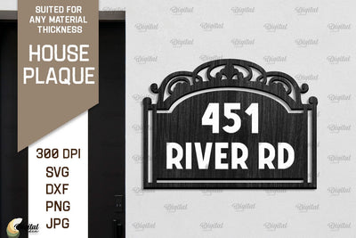 House Number Plaque Laser Cut. House Sign SVG SVG Evgenyia Guschina 