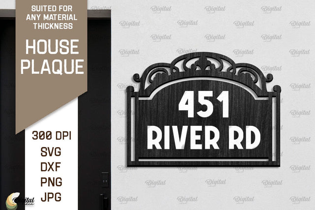 House Number Plaque Laser Cut. House Sign SVG SVG Evgenyia Guschina 