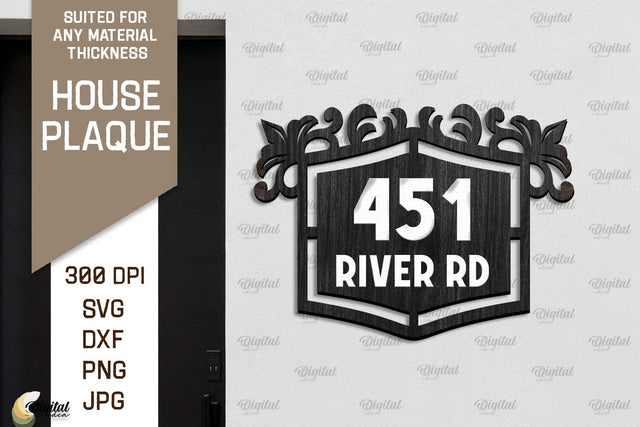 House Number Plaque Laser Cut. House Sign SVG SVG Evgenyia Guschina 