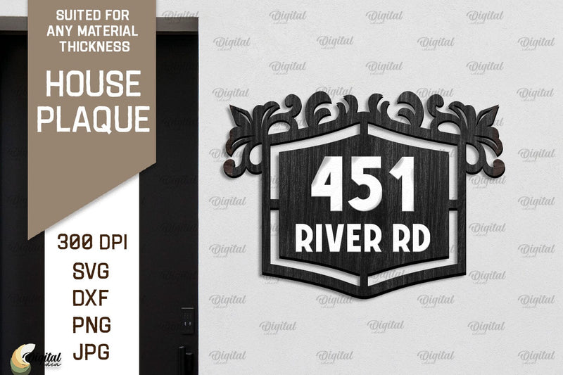 House Number Plaque Laser Cut. House Sign SVG SVG Evgenyia Guschina 
