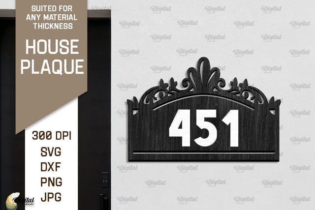 House Number Plaque Laser Cut. House Sign SVG SVG Evgenyia Guschina 