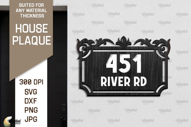 House Number Plaque Laser Cut. House Sign SVG SVG Evgenyia Guschina 
