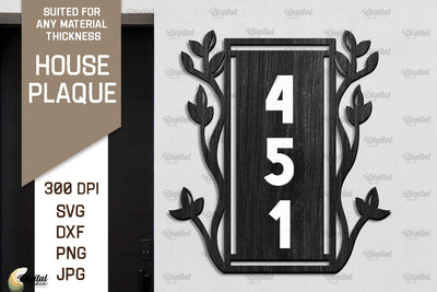 House Number Plaque Laser Cut. House Sign SVG SVG Evgenyia Guschina 