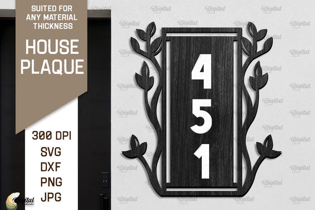 House Number Plaque Laser Cut. House Sign SVG SVG Evgenyia Guschina 