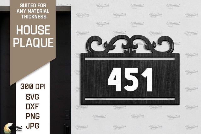 House Number Plaque Laser Cut. House Sign SVG SVG Evgenyia Guschina 