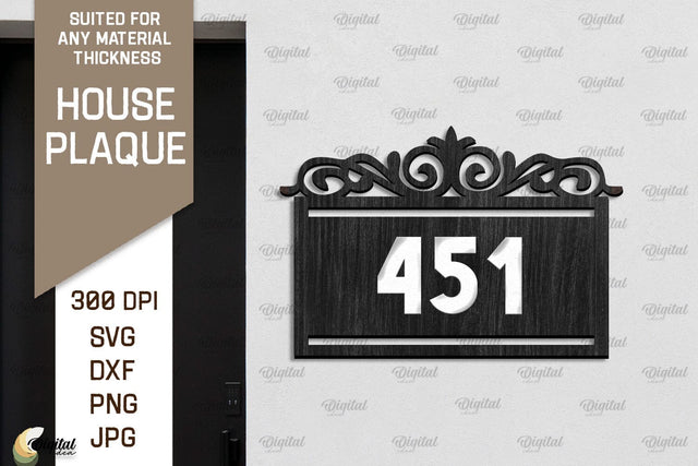 House Number Plaque Laser Cut. House Sign SVG SVG Evgenyia Guschina 