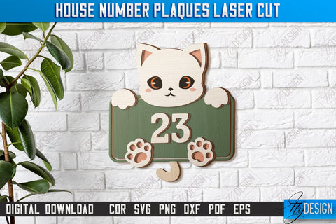 House Number Plaques Laser Cut Bundle | House Sign Number | Carved Outdoor Number | CNC Files SVG Fly Design 