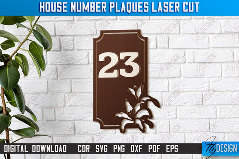 House Number Plaques Laser Cut Bundle | House Sign Number | Carved Outdoor Number | CNC Files SVG Fly Design 