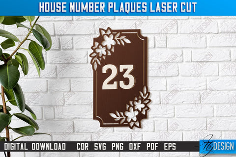House Number Plaques Laser Cut Bundle | House Sign Number | Carved Outdoor Number | CNC Files SVG Fly Design 