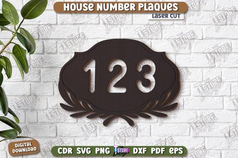 House Number Plaques Laser Cut Bundle | House Sign Number | Carved Outdoor Number | CNC Files SVG The T Store Design 