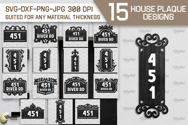 House Number Plaques Laser Cut Bundle. House Signs SVG SVG Evgenyia Guschina 