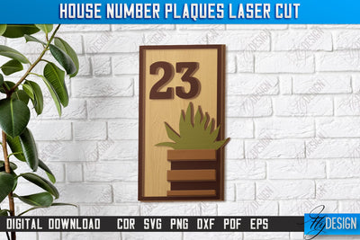 House Number Plaques Laser Cut | House Sign Number | Carved Outdoor Number | CNC File SVG Fly Design 